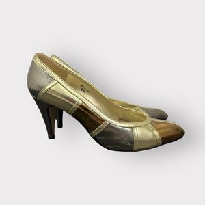 Vintage 1980s Milano, Metallic, Colour blocking, Heels